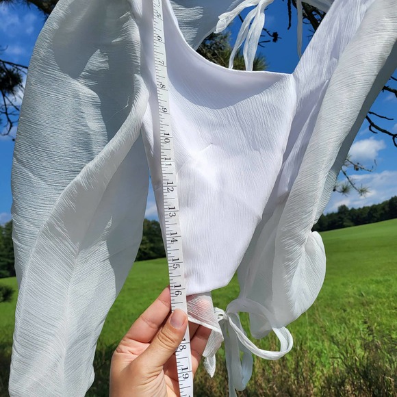 Hutch Hart Long Sleeve Open-Back Organza Top - White - XS - Picture 5 of 9